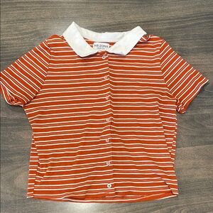 Arizona Jean Company Orange and White Button Down Shirt